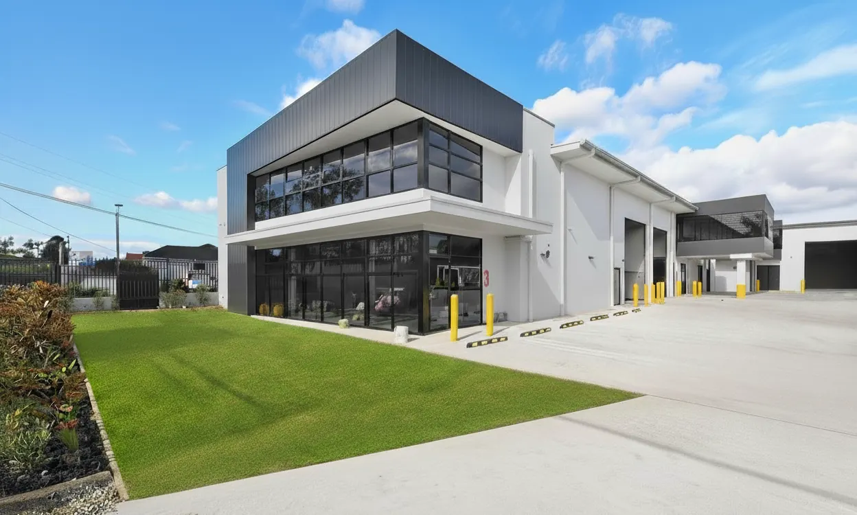 Completed two-storey commercial and warehouse building